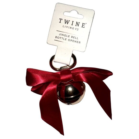 Twine Living Co Jingle Bell Bottle Opener Gold Stocking Stuffer Gift Ornament 3" - Picture 1 of 4